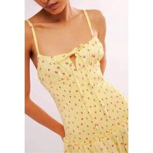 NEW Free People Sunny Strawberry Smocked Bodice Summer Dress
